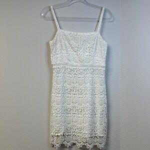 Hollister White Crochet Lace Mini Dress Y2K Size M